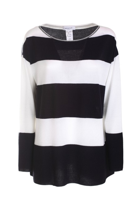 Shop FABIANA FILIPPI  Maglia: Fabiana Filippi maglia a righe in lana e cotone.
Scollo  barca.
Righe bicolore, orizzontali.
Composizione: 47% Cotone, 53% lana.
Fabbricato in Italia.. MAD273W010H301-VR2